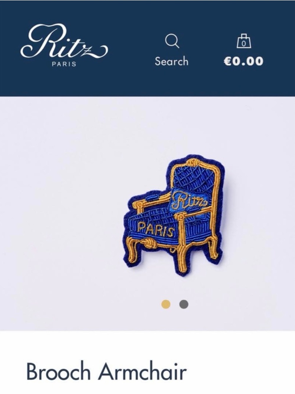 RARE Ritz Paris Blue & Gold Armchair Brooch